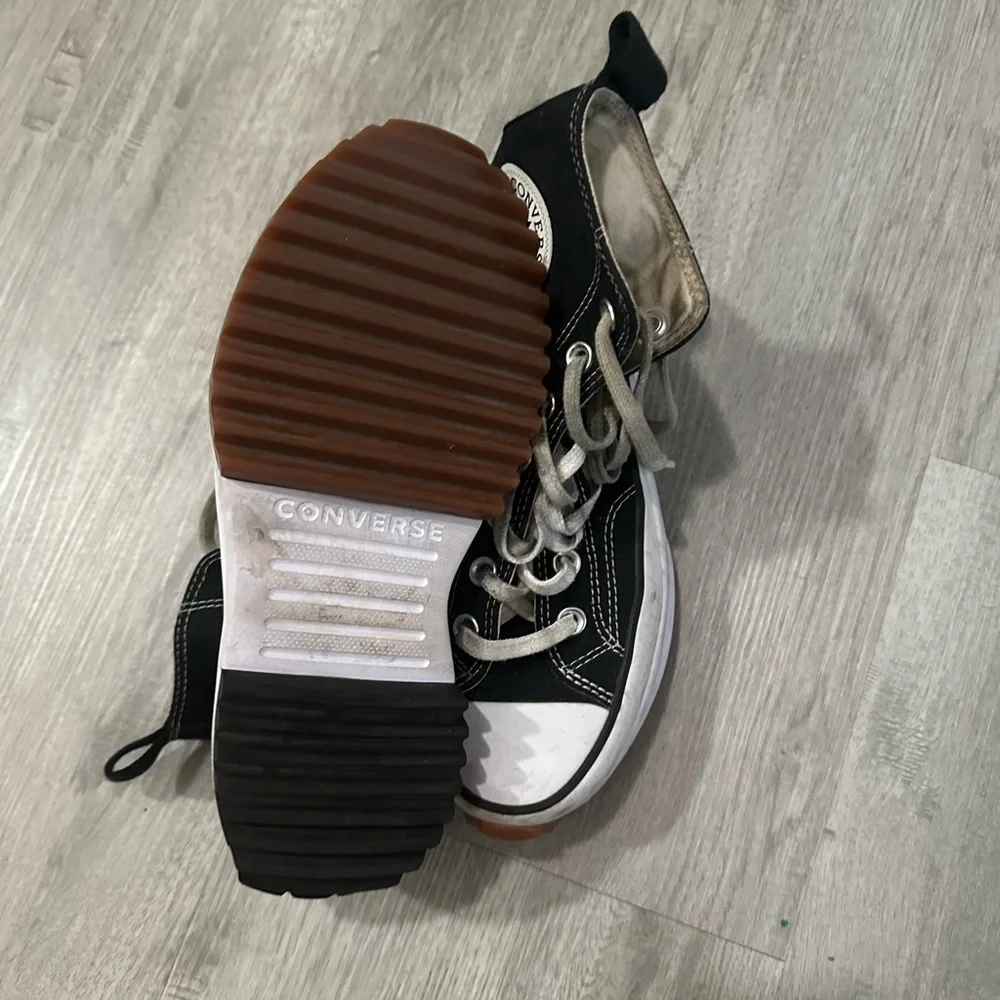 Converse Black High-Tops with White and Brown Soles platform style Sz 7